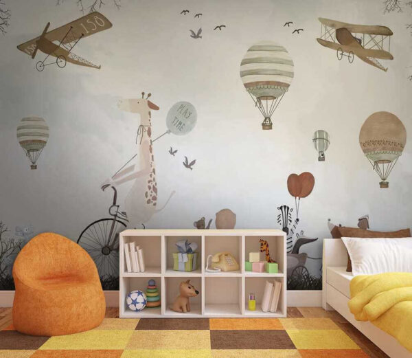 Murale di animali che viaggiano su un treno Murale di animali che viaggiano su un treno