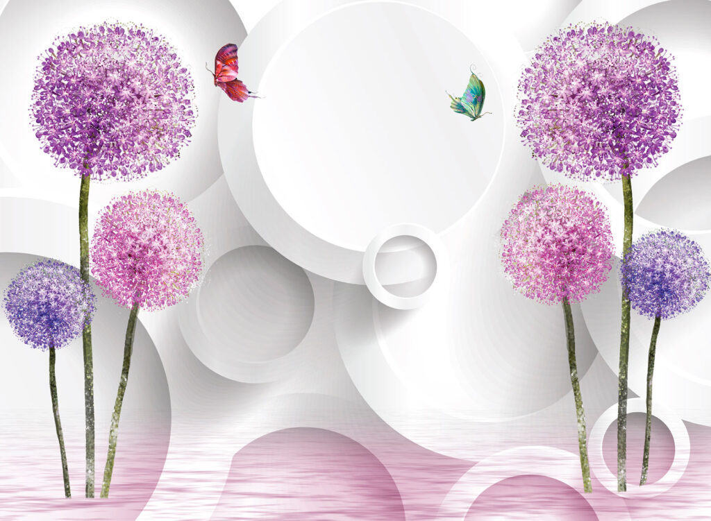 Carta da parati con fiori viola e farfalle u01336p 1024x751 - Carta da parati con fiori viola e farfalle - tegory