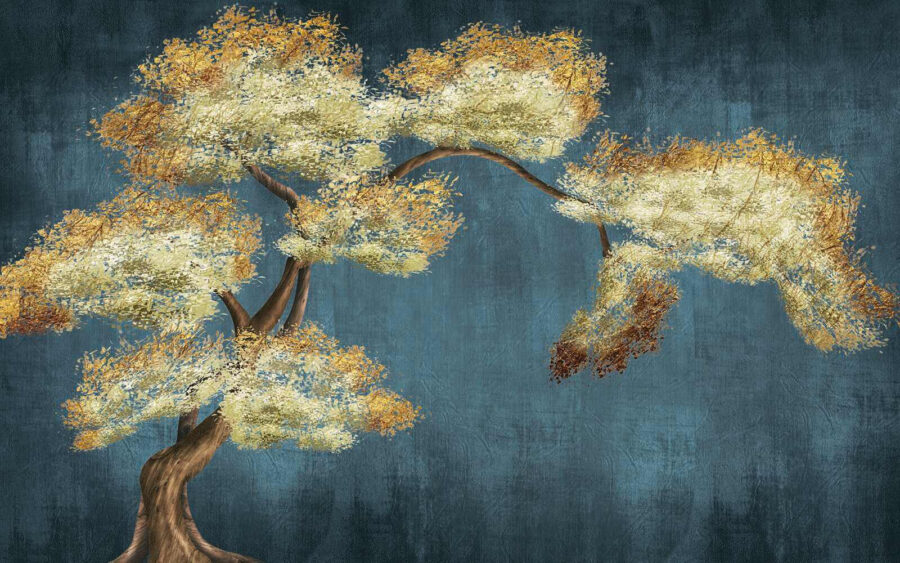 Albero con foglie gialle e bianche