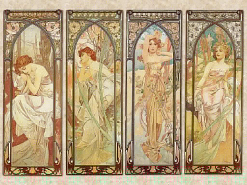Gruppo di donne in stile art nouveau Gruppo di donne in stile art nouveau