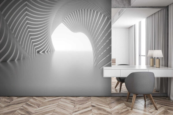 Tunnel bianco con linee curve Tunnel bianco con linee curve