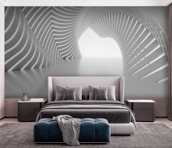 Tunnel bianco con linee curve Tunnel bianco con linee curve