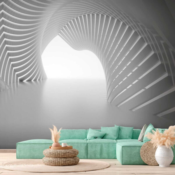 Tunnel bianco con linee curve Tunnel bianco con linee curve