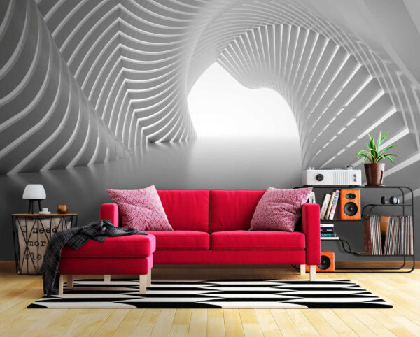 Tunnel bianco con linee curve Tunnel bianco con linee curve