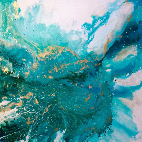 Onde turchesi si scontrano in un caos artistico Onde turchesi si scontrano in un caos artistico