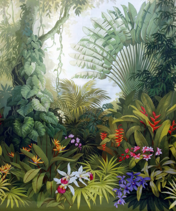 Pittura di una foresta con fiori Pittura di una foresta con fiori