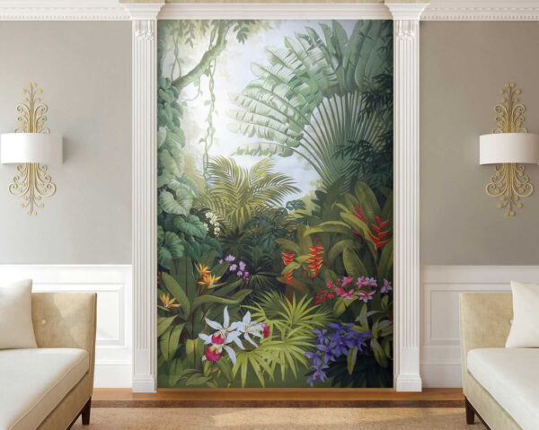 Pittura di una foresta con fiori Pittura di una foresta con fiori