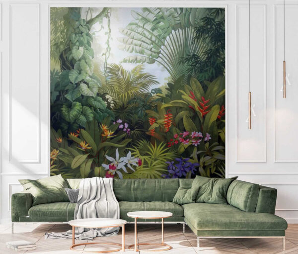 Pittura di una foresta con fiori Pittura di una foresta con fiori