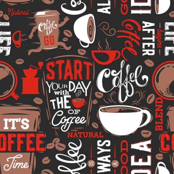 Modello di tazze e chicchi di caffè Modello di tazze e chicchi di caffè