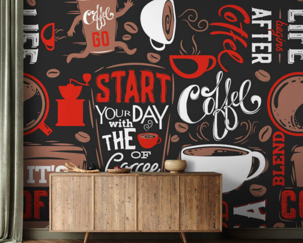 Modello di tazze e chicchi di caffè Modello di tazze e chicchi di caffè