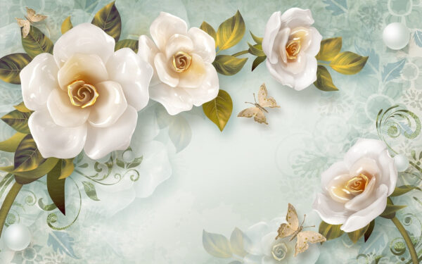 Fiori bianchi e una farfalla Fiori bianchi e una farfalla
