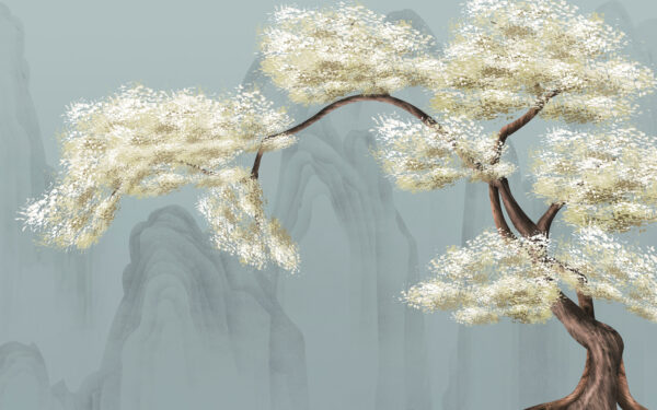 Albero con fiori bianchi Albero con fiori bianchi