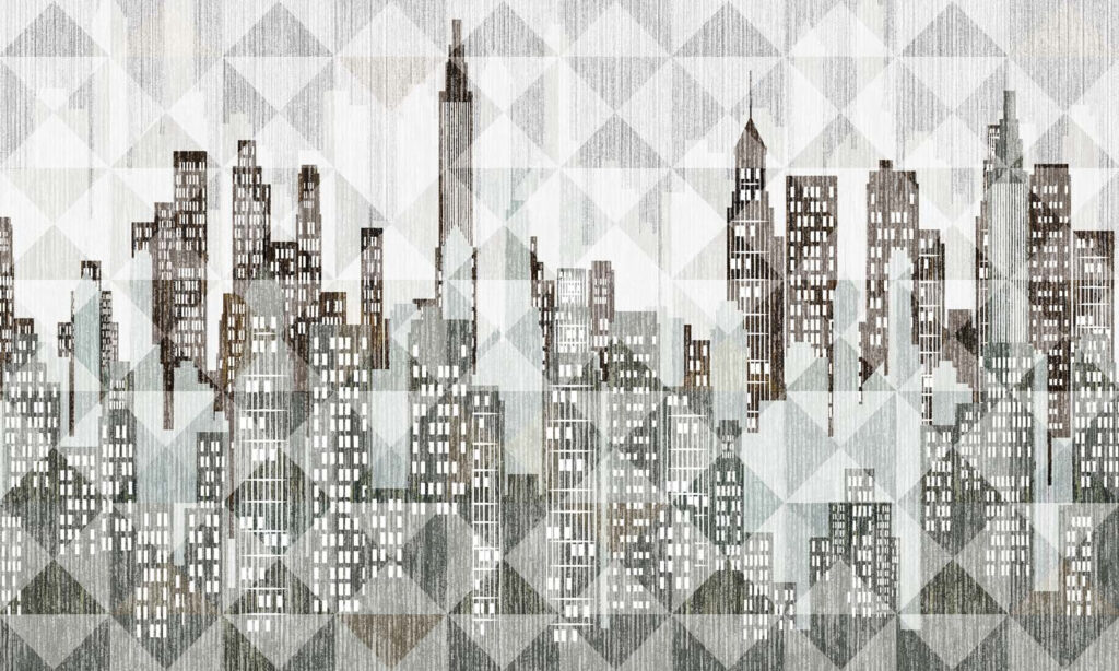 Lo skyline della città con molte finestre Lo skyline della città con molte finestre