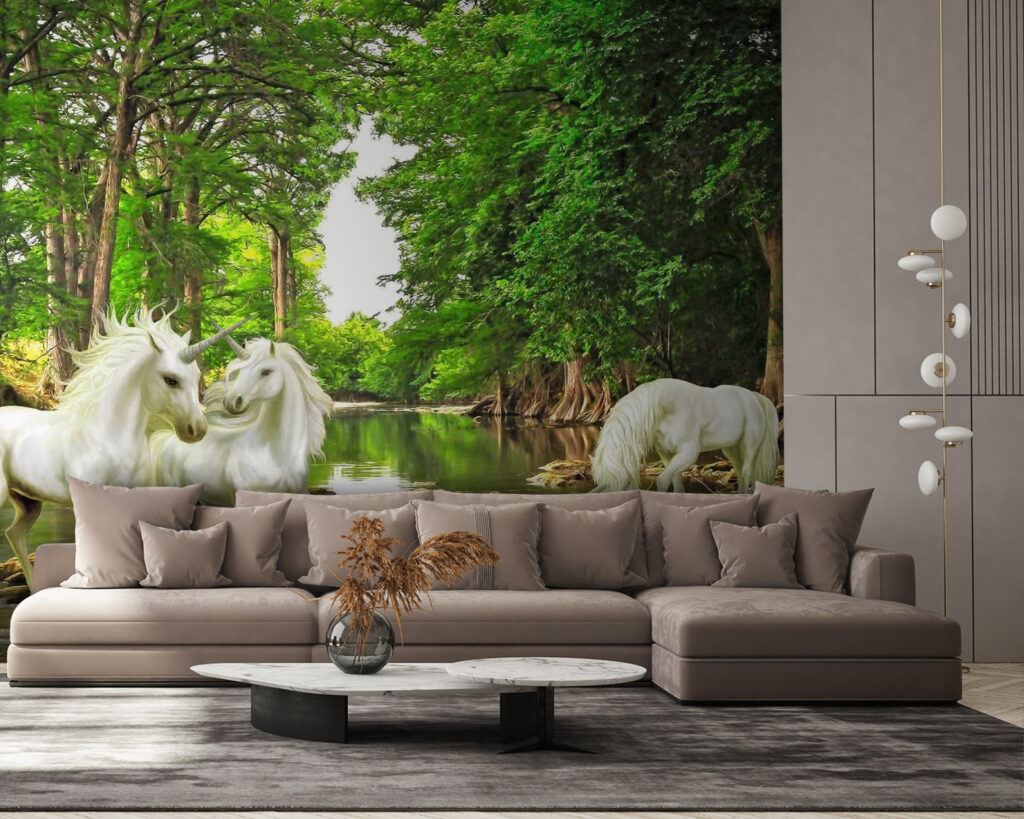 Gruppo di unicorni bianchi in un fiume u05099pig58 1024x819 - Gruppo di unicorni bianchi in un fiume - tegory