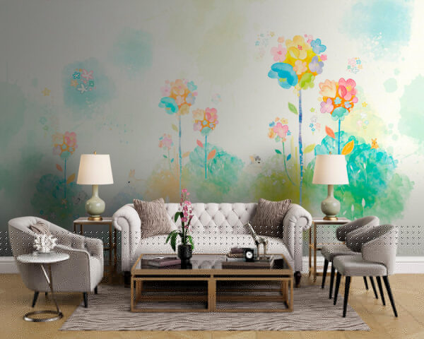 Acquerello di fiori e conigli Acquerello di fiori e conigli