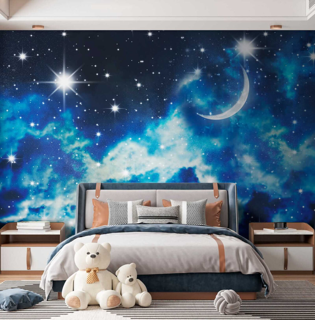 Moon and stars in the sky