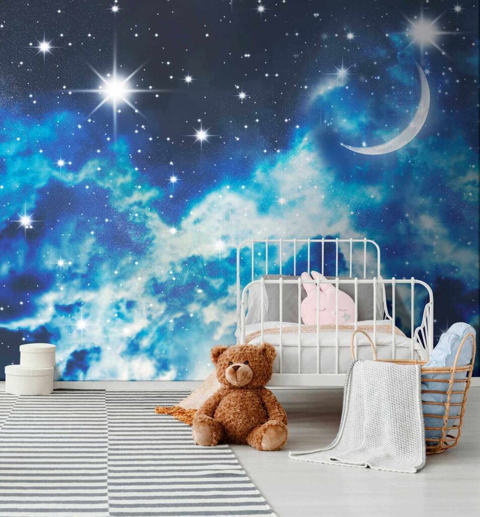 Moon and stars in the sky