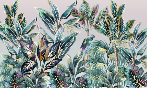 Foglie tropicali con uccelli nascosti. Foglie tropicali con uccelli nascosti.