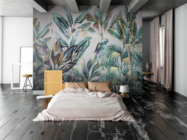 Foglie tropicali con uccelli nascosti. Foglie tropicali con uccelli nascosti.