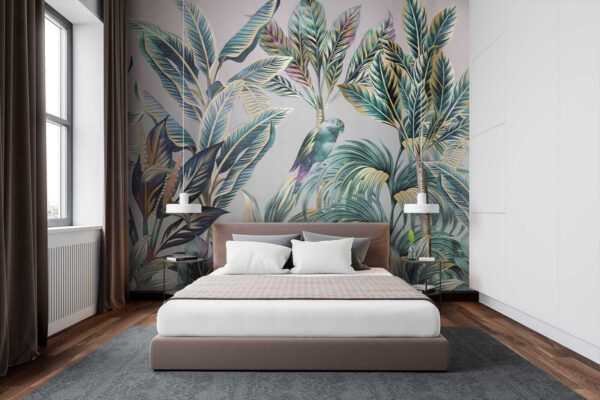 Foglie tropicali con uccelli nascosti. Foglie tropicali con uccelli nascosti.