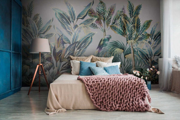 Foglie tropicali con uccelli nascosti. Foglie tropicali con uccelli nascosti.