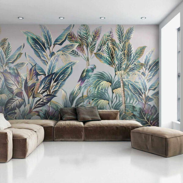 Foglie tropicali con uccelli nascosti. Foglie tropicali con uccelli nascosti.