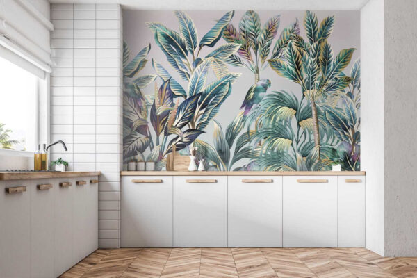 Foglie tropicali con uccelli nascosti. Foglie tropicali con uccelli nascosti.