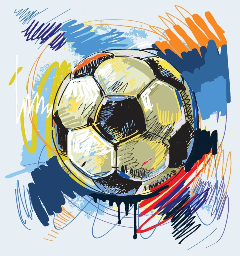 Pallone da calcio con scarabocchi colorati Pallone da calcio con scarabocchi colorati