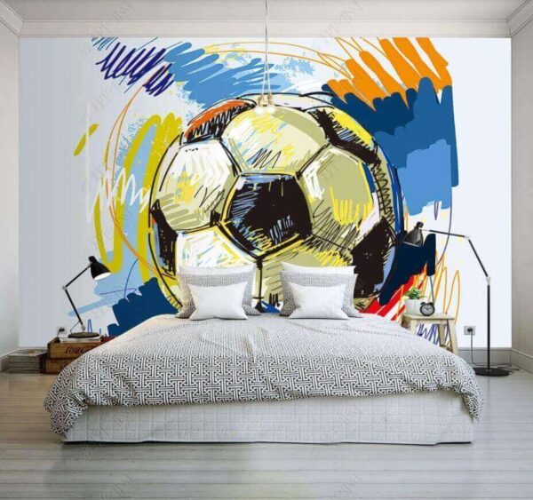 Pallone da calcio con scarabocchi colorati