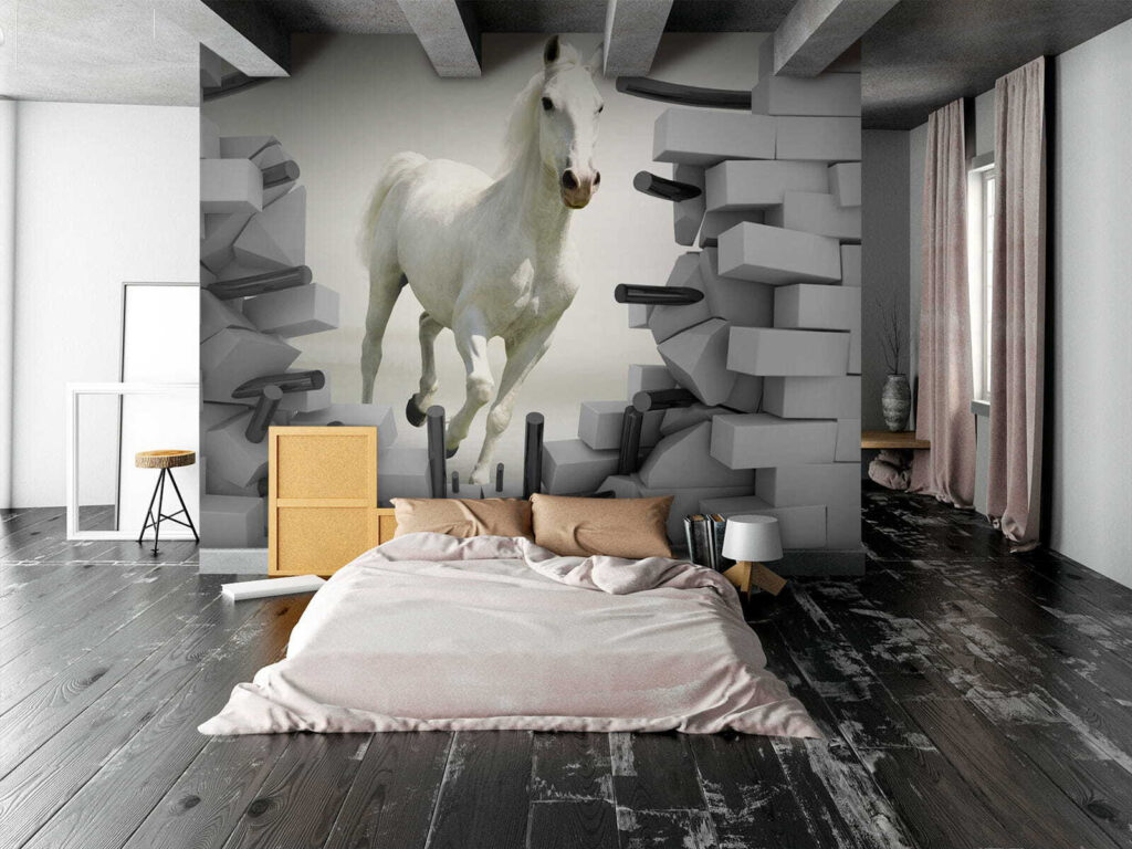 Horse running through a wall