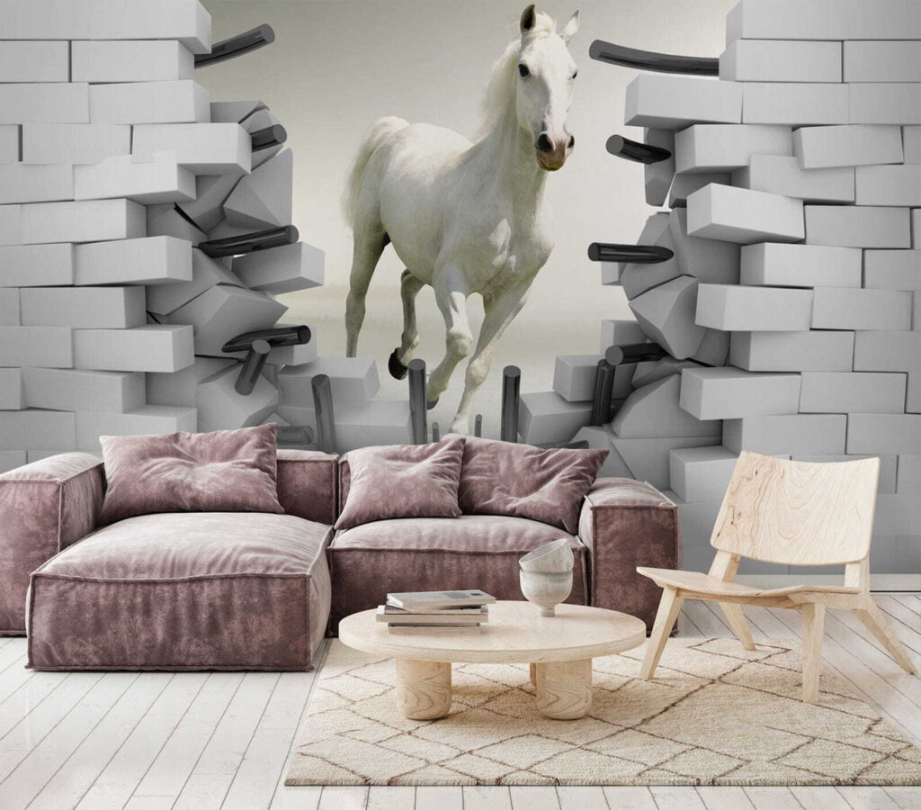 Horse running through a wall