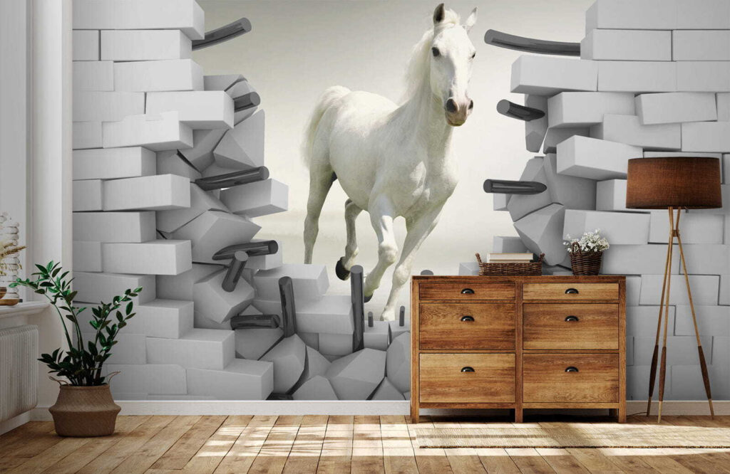 Horse running through a wall