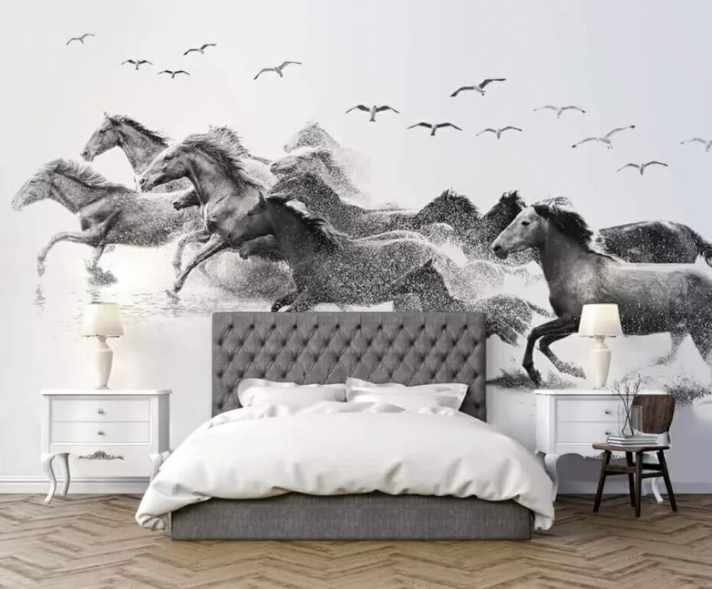 u14413pib1m - Un gruppo di cavalli che corre nell'acqua - tegory