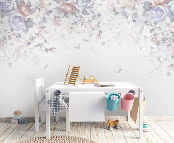Sfondo bianco con fiori e farfalle Sfondo bianco con fiori e farfalle