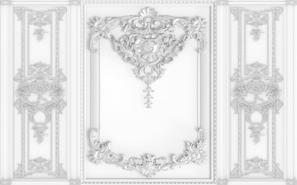 Parete bianca con disegni ornamentali Parete bianca con disegni ornamentali