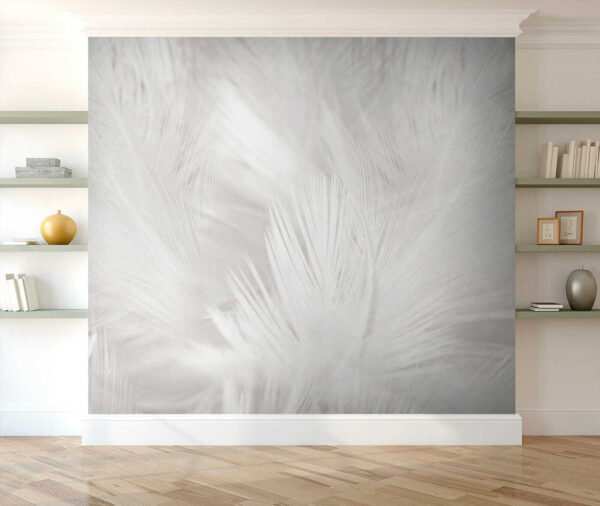 White feathers on a white surface