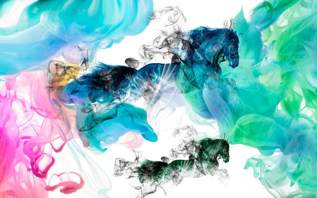 Cavallo in diversi colori di fumo Cavallo in diversi colori di fumo