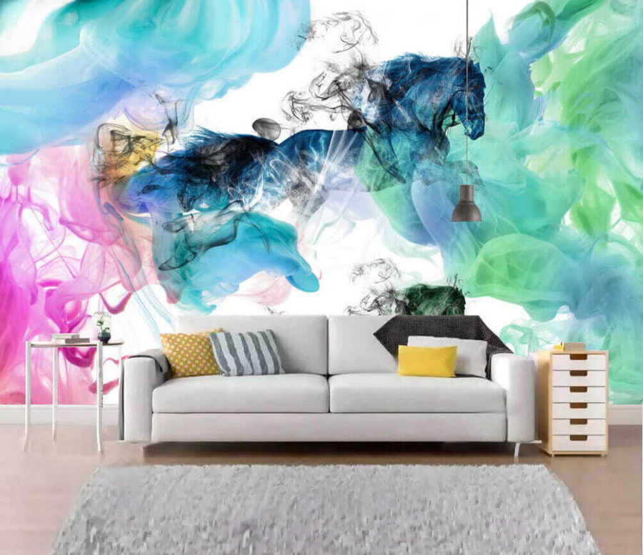 Carta da parati Cavallo in diversi colori di fumo