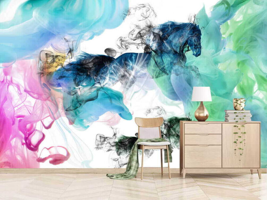 Carta da parati Cavallo in diversi colori di fumo - immagine 3