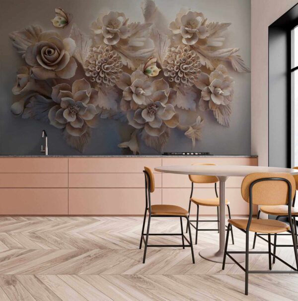 Gruppo di fiori bianchi e farfalle Gruppo di fiori bianchi e farfalle