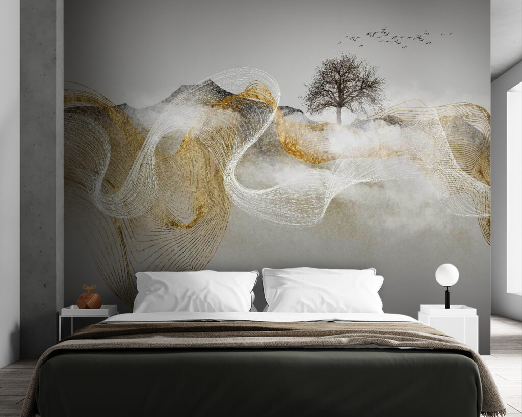 Painting of a tree and clouds