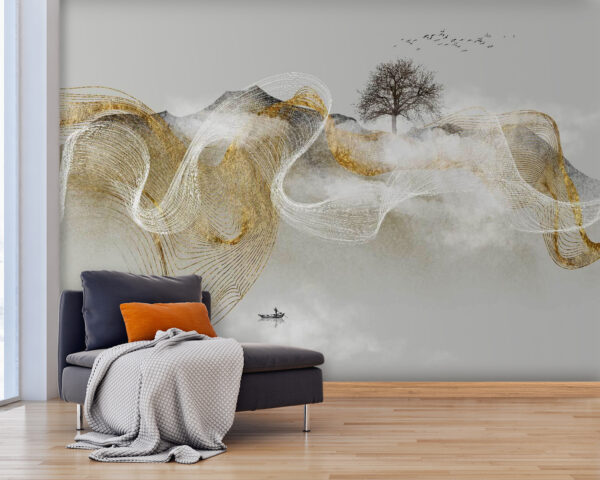 Pittura di un albero e di nuvole Pittura di un albero e di nuvole