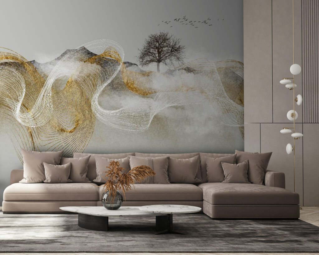 Painting of a tree and clouds