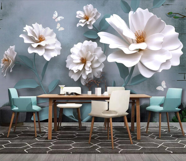 Fiori bianchi con farfalle Fiori bianchi con farfalle