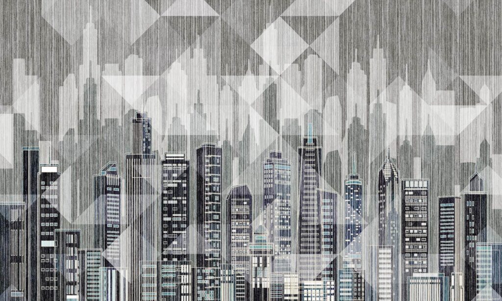 Lo skyline della città con molti edifici Lo skyline della città con molti edifici