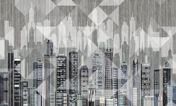 Lo skyline della città con molti edifici Lo skyline della città con molti edifici