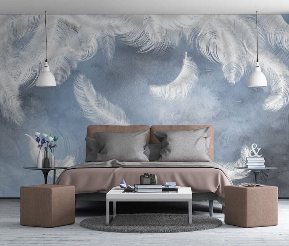 Piume bianche su sfondo blu u23747pib1 - Piume bianche su sfondo blu - tegory