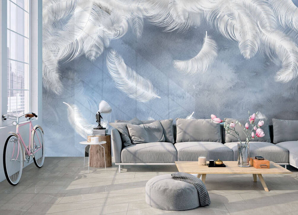 Piume bianche su sfondo blu u23747pig1 - Piume bianche su sfondo blu - tegory