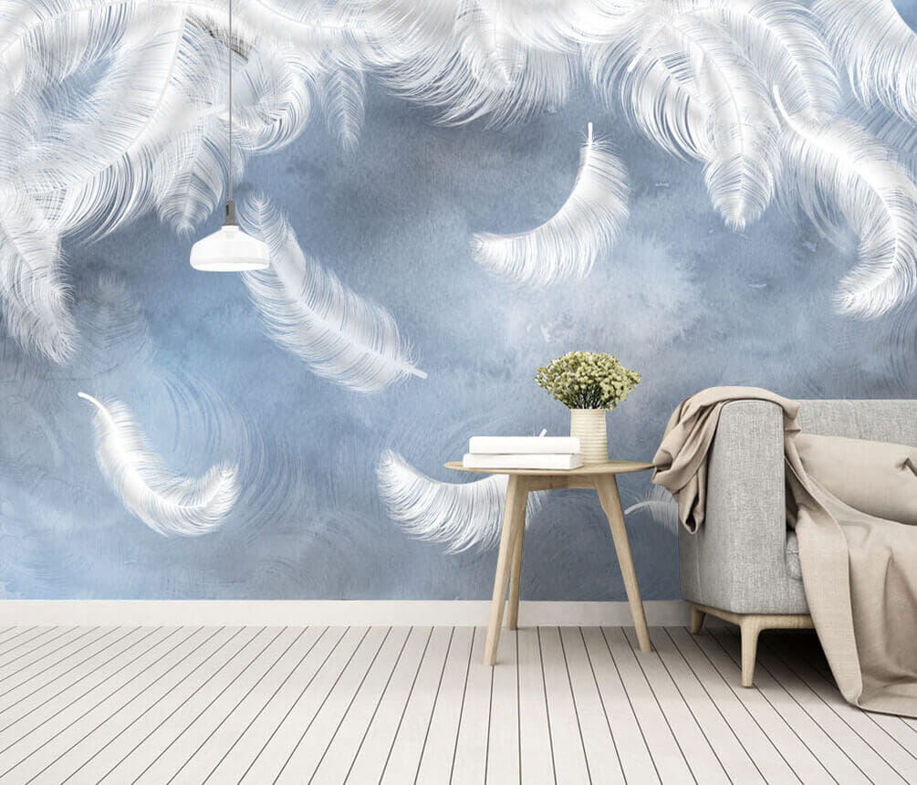 Piume bianche su sfondo blu u23747pig3m - Piume bianche su sfondo blu - tegory