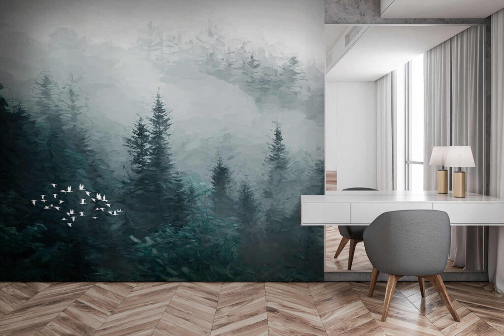 u23921pib3 1024x683 - Foresta nebbiosa con uccelli in volo - tegory